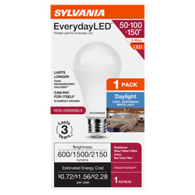 SYLVANIA EverydayLED 50-100-150W A21 Daylight 3-Way 5000K Frosted 1pk