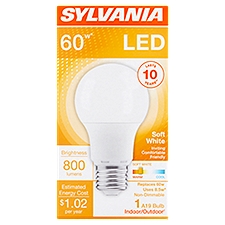Sylvania LED 60W A19 Soft White Bulb, 1 Each