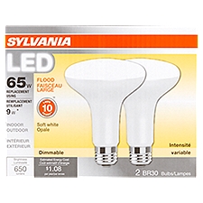 Sylvania LED 65W Soft White Flood BR30 Bulbs, 2 count, 2 Each