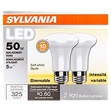 Sylvania 50W Soft White R20 Flood, Bulbs, 2 Each