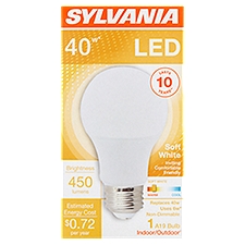 Sylvania LED 40W A19 Soft White, Bulb, 1 Each