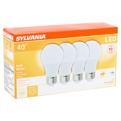 Sylvania LED 40W A19 Soft White Bulb, 4 count