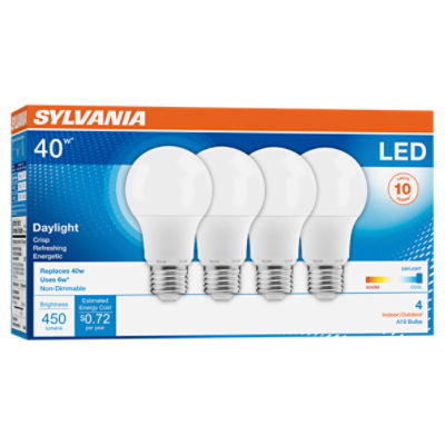 GE 4-Pack Frosted A19 Light Bulbs - 40 Watt, 120V, Standard Base (1000 Hour Life)