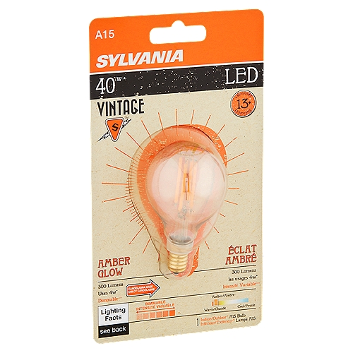 Sylvania Vintage LED 40W Amber Glow A15 Bulb