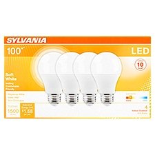 Sylvania Bulbs, LED 100W A19 Soft White, 4 Each