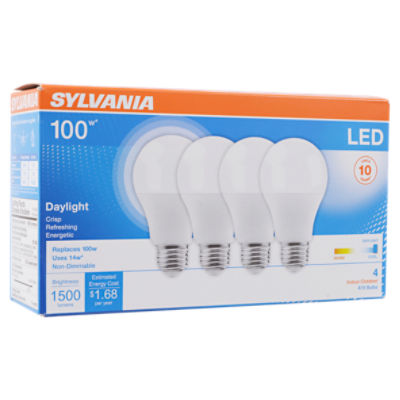 SYLVANIA Contractor Series LED 100W A19 Daylight 5000K Frosted 4pk