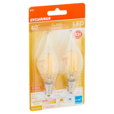 verzekering paradijs duizelig Sylvania LED 40W Glass Soft White B10 Bulbs, 2 count