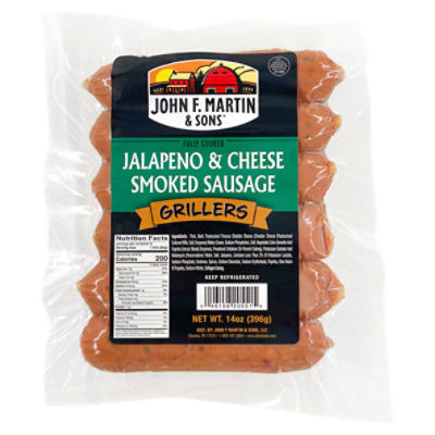 John F. Martin & Sons Grillers Jalapeno & Cheese Smoked Sausage, 14 oz