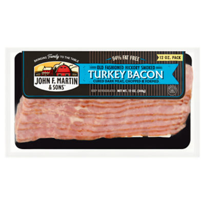 John F. Martin & Sons Naturally Hickory Wood Smoked Turkey Bacon, 12 oz
