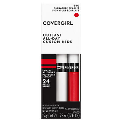 Covergirl Outlast All-Day 840 Signature Scarlet Custom Reds Lip Color, 2 count