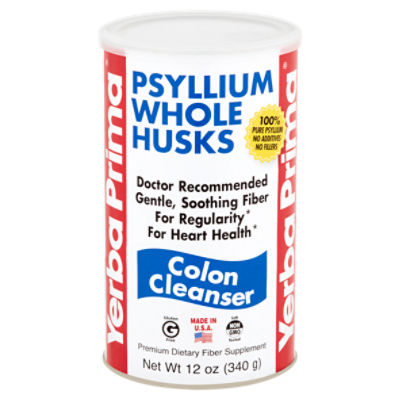 Yerba Prima Psyllium Whole Husks Colon Cleanser Premium Dietary Fiber Supplement, 12 oz