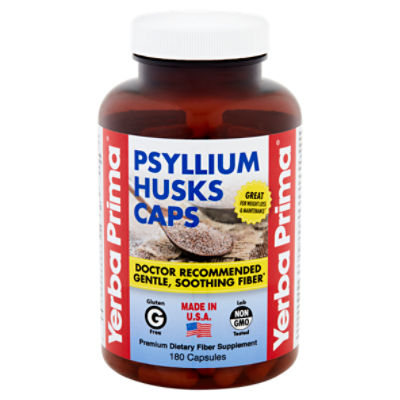 Yerba Prima Psyllium Husks Caps Premium Dietary Fiber Supplement, 180 count