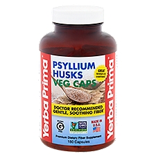 Yerba Prima Psyllium Husks Veg Caps Premium Dietary Fiber Supplement, 180 count