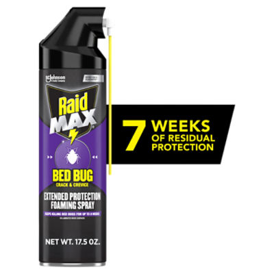 Raid MAX Bed Bug and Flea Killer Crack & Crevice Extended Protection Foaming Spray, 17.5 Oz