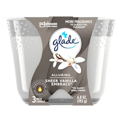 Glade Candle Alluring Sheer Vanilla Embrace Scent, 3Wick, 6.8 oz (193