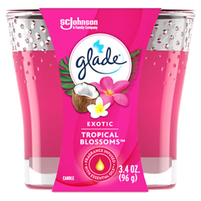 Glade Jar Candle, Exotic Tropical Blossoms, Air Freshener, Wax Infused With Essential Oils, 3.4 ounce, 3.4 Ounce