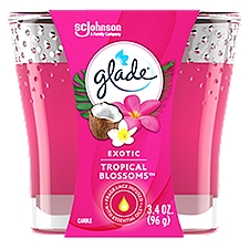 Glade Jar Candle, Exotic Tropical Blossoms, Air Freshener, Wax Infused With Essential Oils, 3.4 OZ