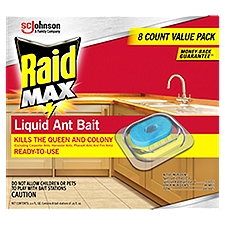Raid® Max Liquid Ant Bait; Kills Ants where they breed, contains 8 bait stations, 1 pc