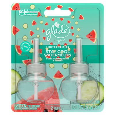 Glade Plugins Scented Oil 2 Refills, Stay Cool Watermelon, Spring