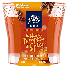 Glade 1 Wick Scented Candle, Golden Pumpkin & Spice, 3.4 oz, 3.4 Ounce