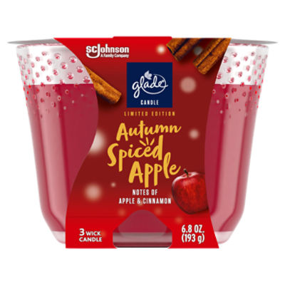 Glade 3 Wick Scented Candle, Autumn Spiced Apple, Fragrance Infused with Essential Oils, 6.8 oz