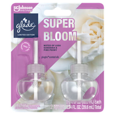 Glade PlugIns Scented Oil Refills, Super Bloom, Air Freshener, .067 oz Each, Pack of 2