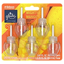 Glade PlugIns Scented Oil Refills, Mighty Mango, Air Freshener, .067 oz Each, Pack of 5, 3.35 Fluid ounce