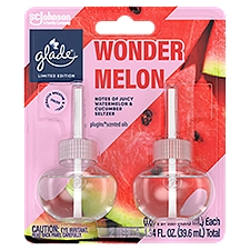 Glade PlugIns Scented Oil Refills, Wonder Melon, Air Freshener, .067 oz Each, Pack of 2, 1.34 Fluid ounce