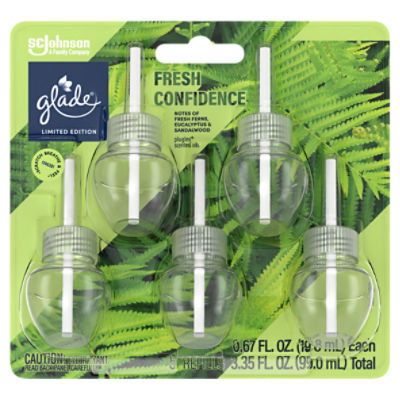 Glade PlugIns Scented Oil Refills, Fresh Confidence, Air Freshener, .067 oz Each, Pack of 5