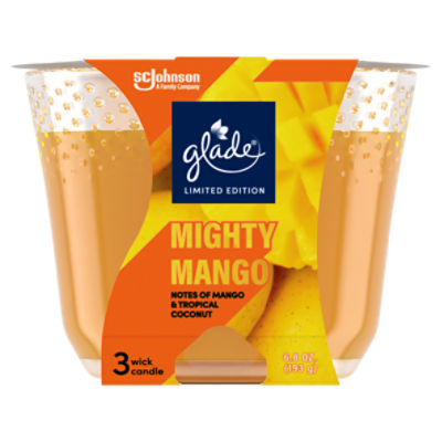 Glade 3-Wick Candle - Mighty Mango Limited Edition Fragrance - 6.8 ounce /1ct, 6.8 Ounce