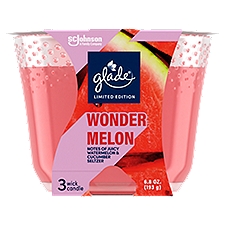 Glade 3-Wick Candle - Wonder Melon Limited Edition Fragrance - 6.8 ounce /1ct, 6.8 Ounce