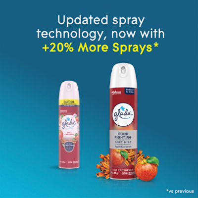 Glade Odor Fighting Soft Mist Air Freshener Room Spray, Apple Cinnamon, 8.0oz, 1pk