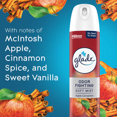 Glade Odor Fighting Soft Mist Air Freshener Room Spray, Apple Cinnamon, 8.0oz, 1pk