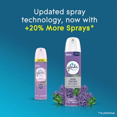 Glade Odor Fighting Soft Mist Air Freshener Room Spray, Tranquil Lavender & Aloe, 8.0oz, 1pk