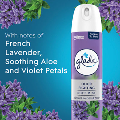 Glade Odor Fighting Soft Mist Air Freshener Room Spray, Tranquil Lavender & Aloe, 8.0oz, 1pk