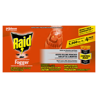 Raid Concentrated Deep Reach Fogger, 1.5 oz, 4 count, 6 Ounce