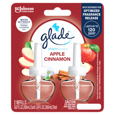 Glade PlugIns Scented Oil 2 Refills, Air Freshener, Apple Cinnamon, 2 x