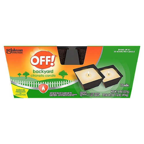 OFF! Scented Citronella Candles, 8 oz, 2 CT, Backyard Outdoor Candle, Burn Time 25 Hours Each