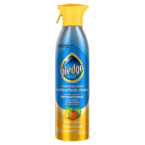 Pledge® Everyday Clean™ Multisurface Antibacterial Cleaner, Aerosol, Fresh Citrus, 9.7 oz