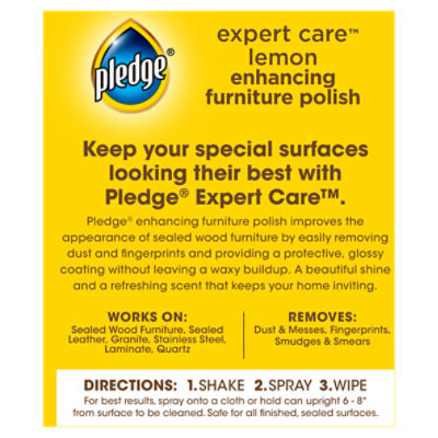 Pledge® Expert Care™, Wood Polish Shines and Protects, Lemon Enhancing,  Aerosol, 9.7 oz.