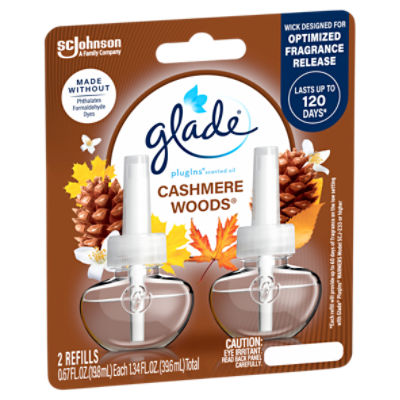 Glade PlugIns Cashmere Woods Scented Oil Refills, 0.67 fl oz, 2 count