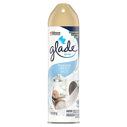 Glade Powder Fresh Room Spray Air Freshener, 8 oz
Eliminate odor and make your home inviting for all with Glade Powder Fresh Room Spray. Infused with essential oils, it instantly freshens the air in your bathroom, kitchen, living room, bedroom or den. This easy-to use spray can is designed to fight the toughest odors in your home, and provides up to 7 hours of freshness per use.

• Calming floral clouds float with timeless florals and musk
• The totally re-designed Glade Powder Fresh Room Spray provides up to 7 hours of freshness per use
• Fights tough odors and freshens the air with fragrance infused with essential oils
• Instant Freshness. We have a fragrance for that
