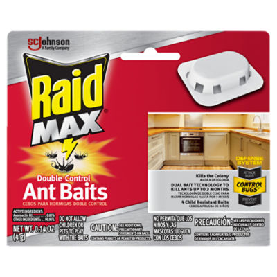 Raid Max Double Control Ant Baits, 0.14 oz, 4 ct