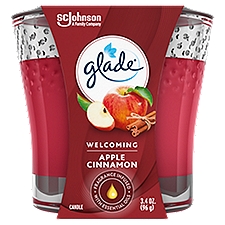 Glade Candle Apple Cinnamon Scent, 1-Wick, 3.4 oz (96 g), 1 Count, Infused with Essential Oils, 3.4 Ounce