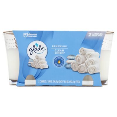 Glade Renewing Clean Linen Candles Value Pack, 3.4 oz, 2 count