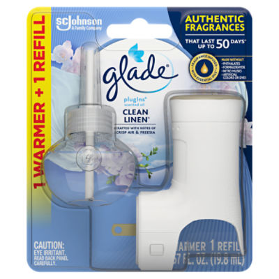 Glade PlugIns Scented Oil Warmer + Refills, Air Freshener, Clean Linen™, 1.34 oz ShopRite