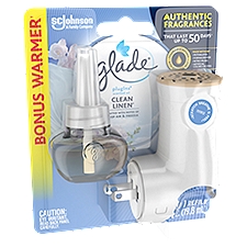 Glade Plugins Clean Linen Scented Oil, Warmer and Refill, 0.67 Fluid ounce