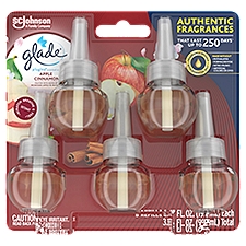 Glade PlugIns Scented Oil 5 Refills, Air Freshener, Apple Cinnamon, 5 x 1.34 oz