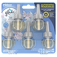 Glade PlugIns Scented Oil Refill Clean Linen, Essential Oil Infused Wall, 3.35 FL ounce, Pack of 5