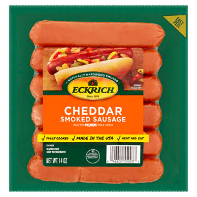 Eckrich Cheddar Smoked Sausage with Pork, Turkey & Beef, 14 oz The